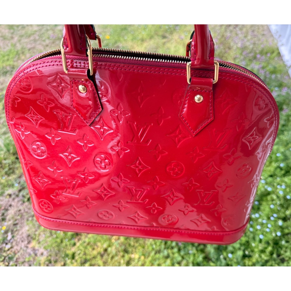 Louis Vuitton Alma PM Monogram Vernis Leather Red Pomme D'Amour FL4143 w/ COA - Picture 16 of 16